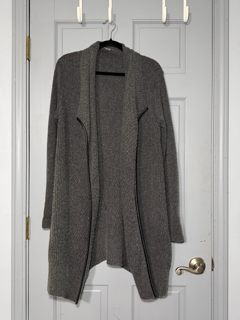 Vince cashmere wool blend Open-Front Knit Cardigan Sweater in Charcoal Gray